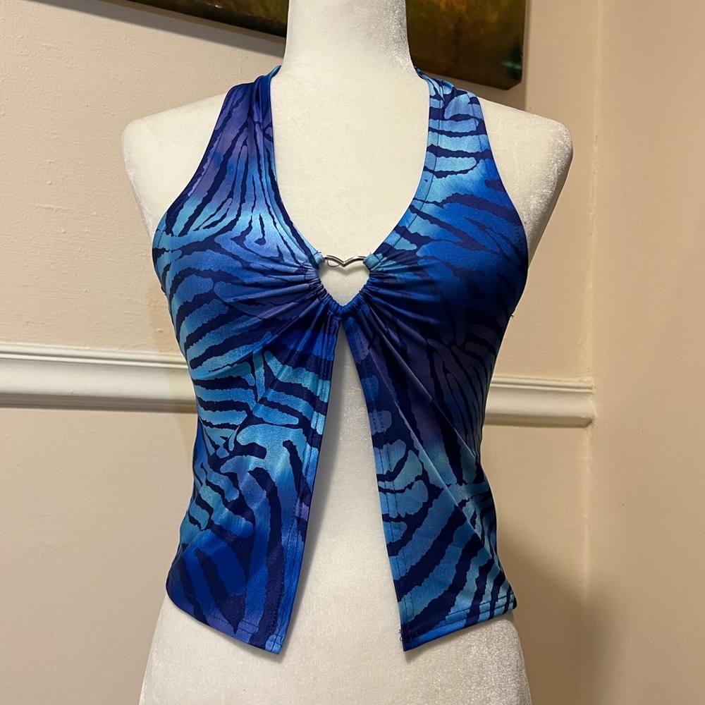 Urban Outfitters Blue Zebra Print Halter Top